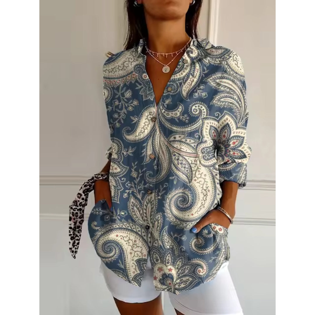 Blusa Floral con Botones para Mujer