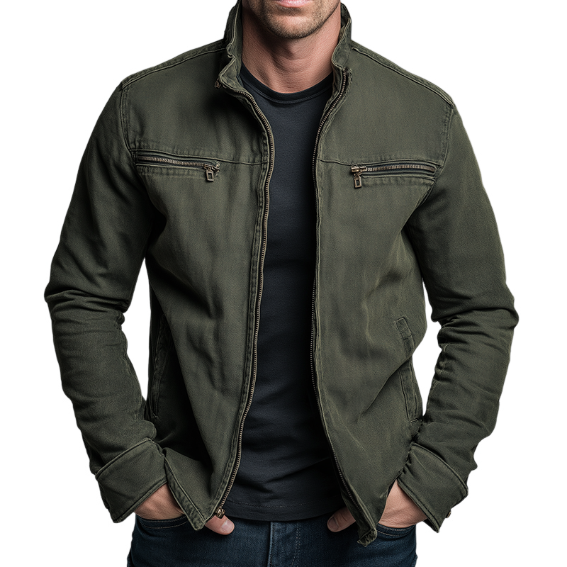 Giacca Casual da Uomo con Zip e Tasche sul Petto