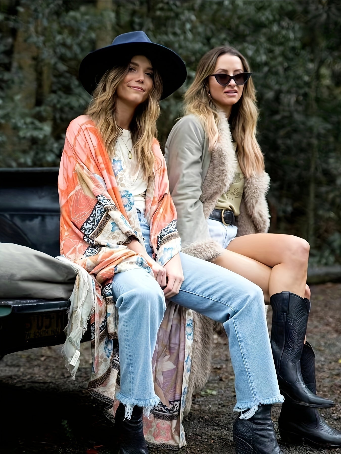 Rochie lungă boho pentru femei, cu imprimeu etnic și mâneci lungi