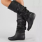 Botas de mujer hasta media pantorrilla, suaves y con vuelta | botas largas bajas y cómodas