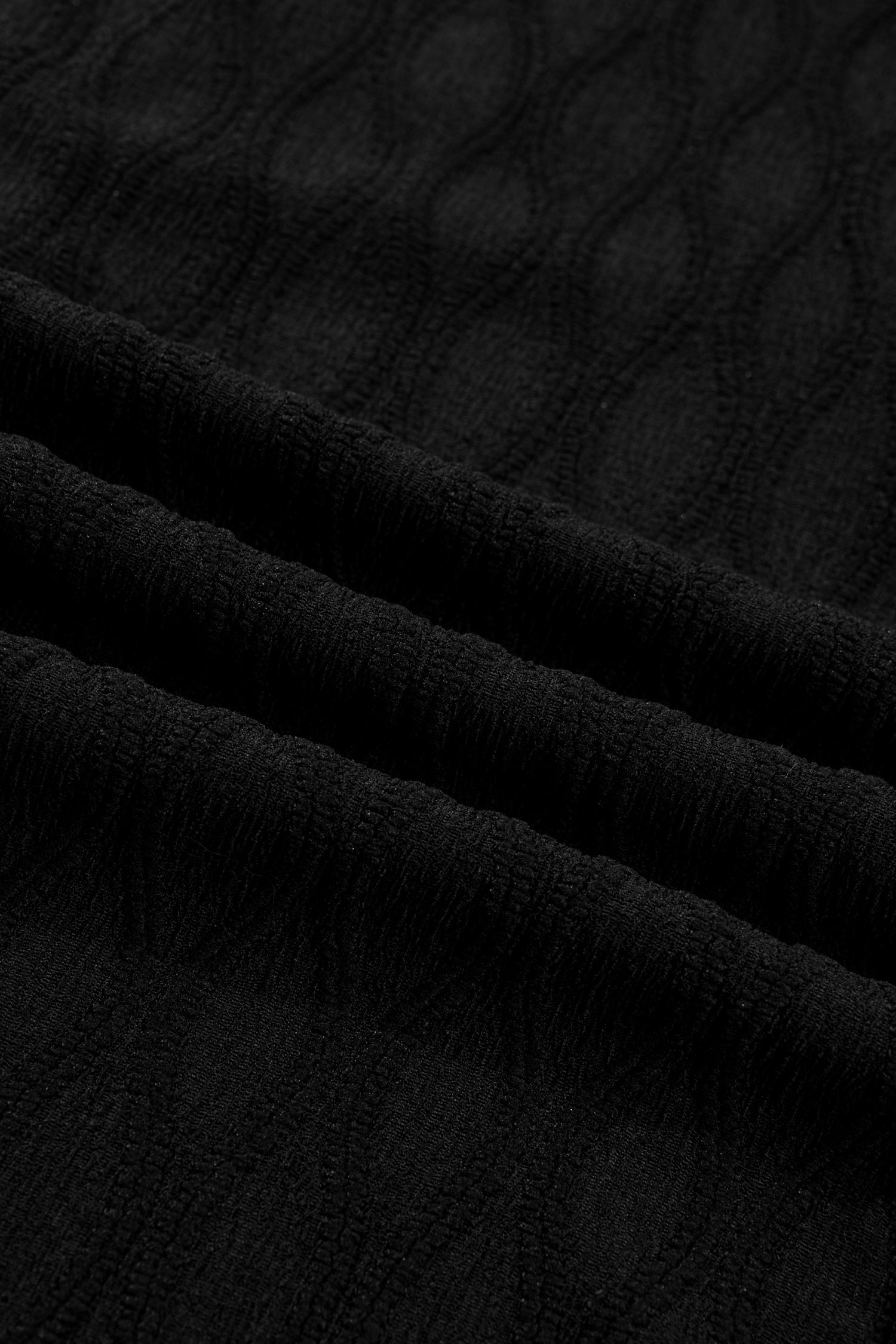 Blusa Testurizzata a Tinta Unita con Scollo a V e Maniche a Sbuffo