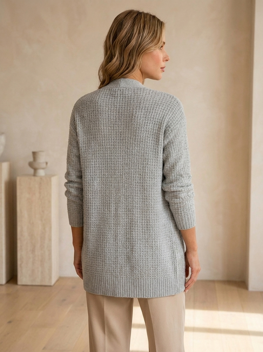 Cardigan Lungo da Donna con Tasche e Vestibilità Morbida