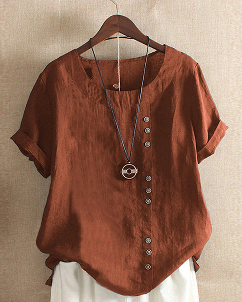 Lena Women's Blouse – Lightweight Linen Blouse with Buttons and Natural Look
