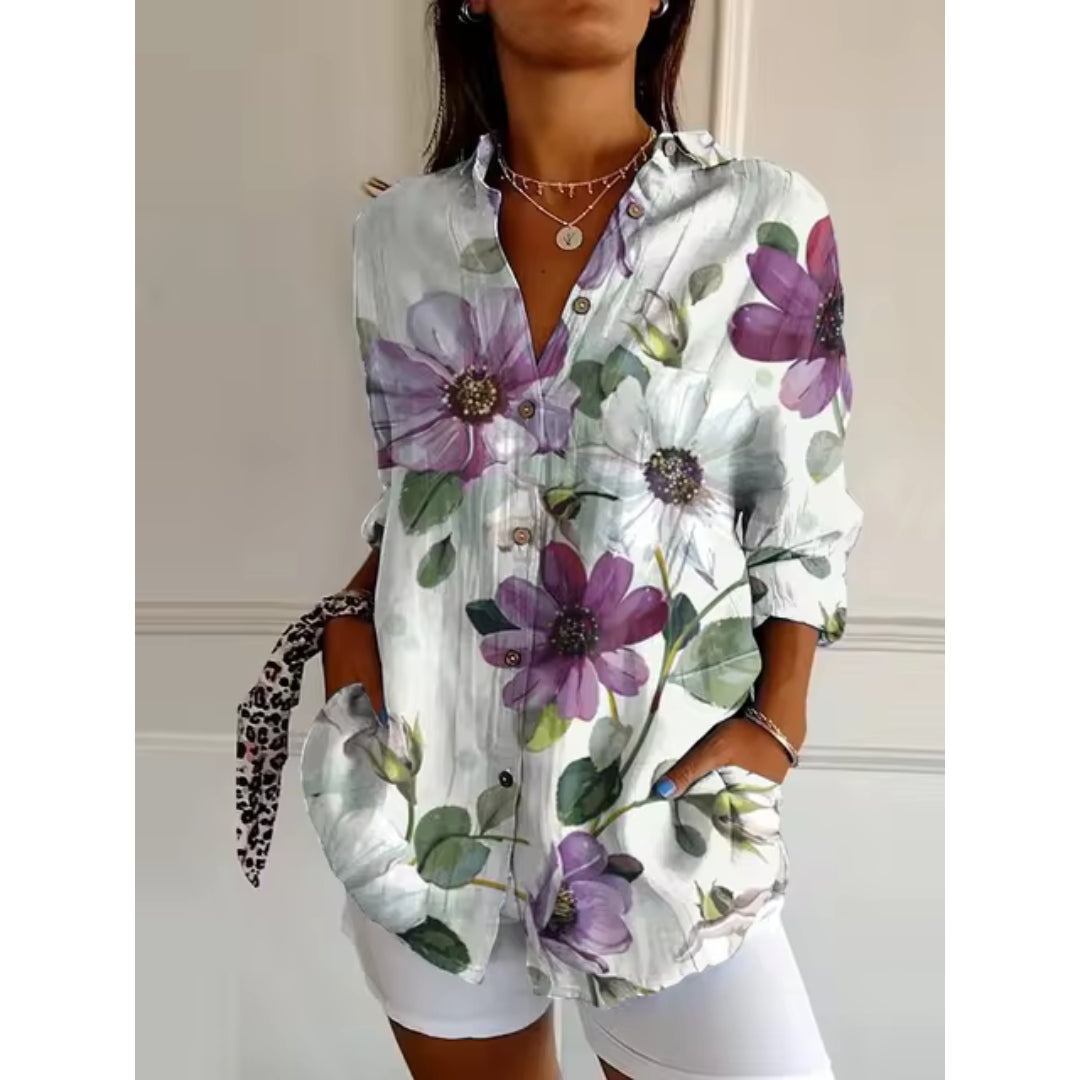 Blusa Floral con Botones para Mujer