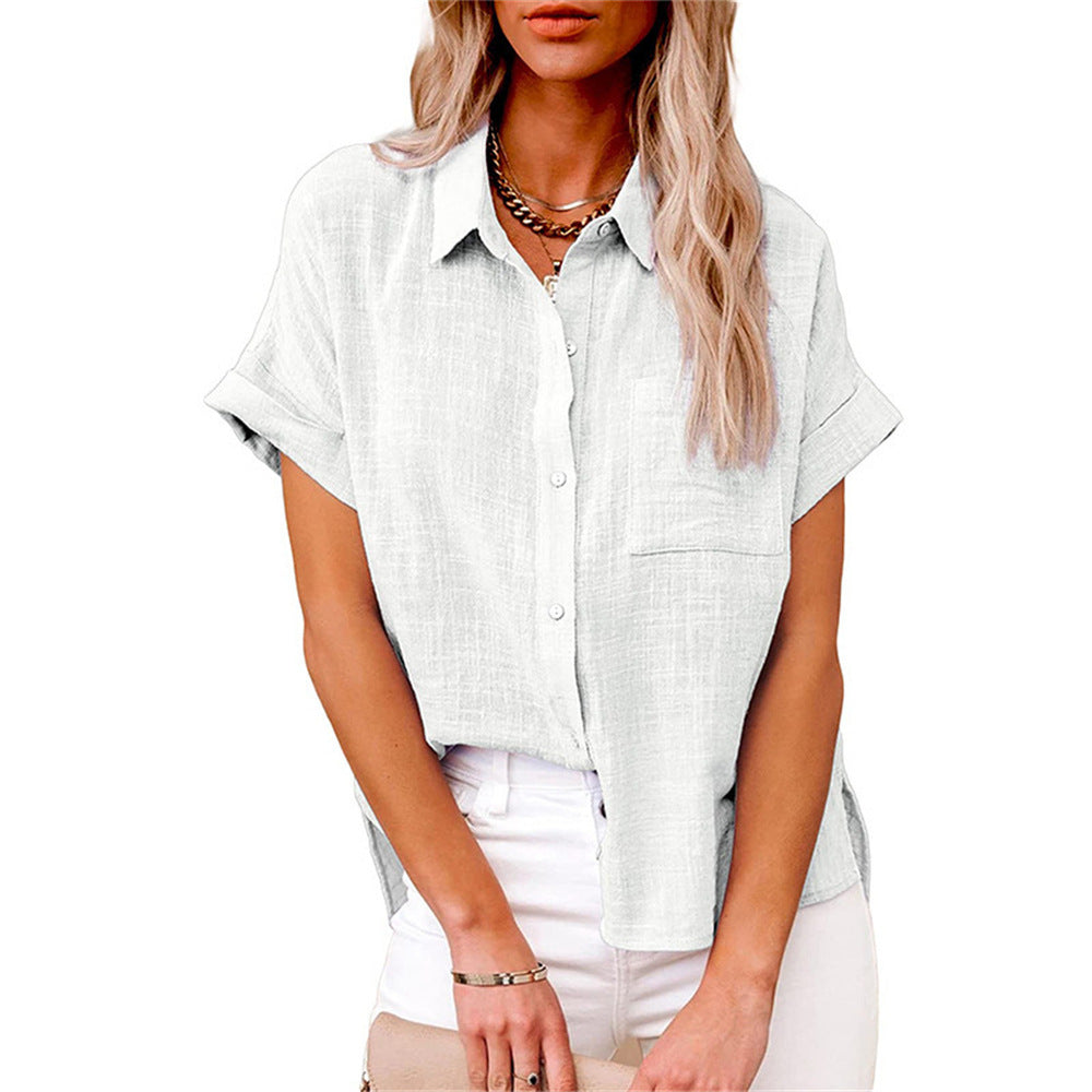 Camicia donna a maniche corte vestibilità morbida