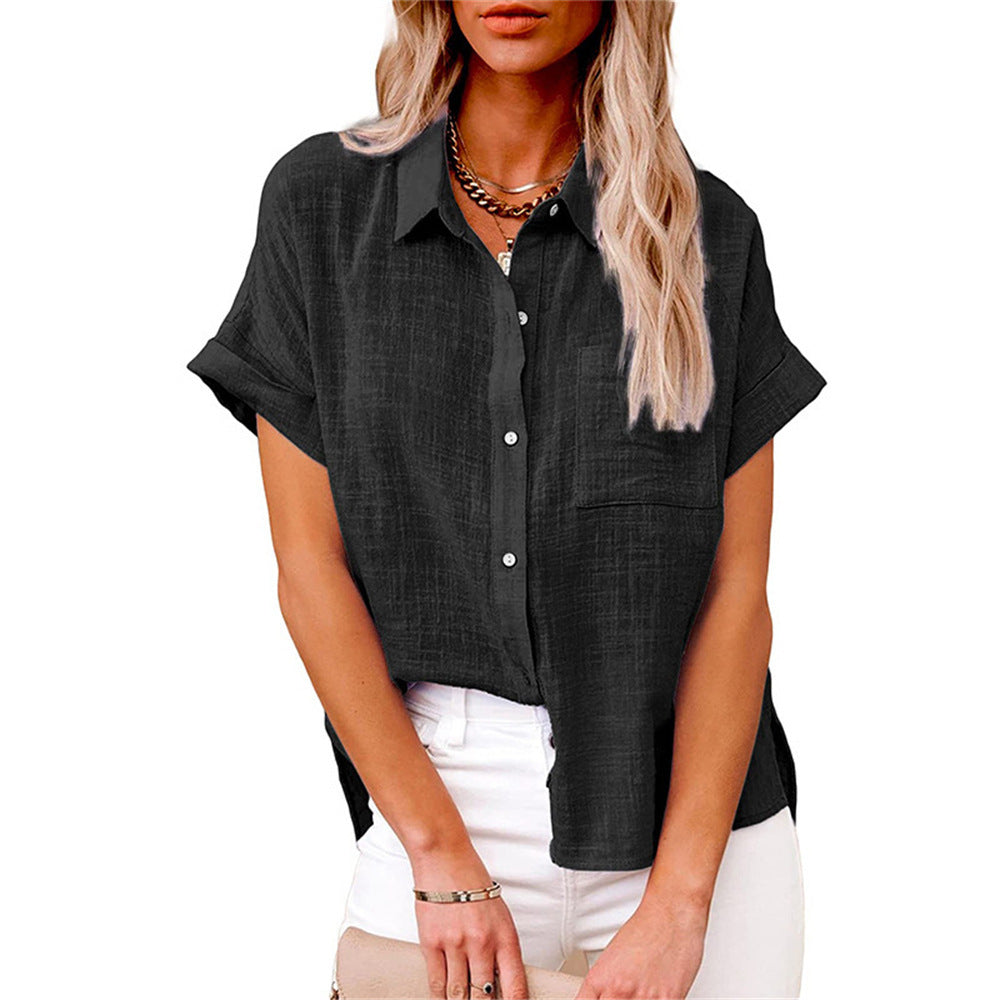 Camicia donna a maniche corte vestibilità morbida