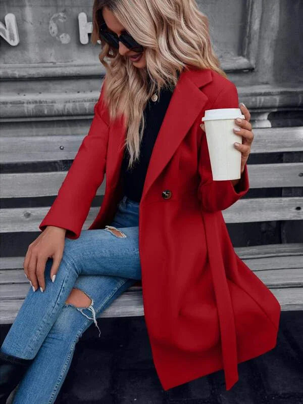 Trench Donna Lungo con Cintura e Revers Classico