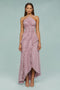 Lucía | Vestito Maxi Donna Volant Plissé Asimmetrico