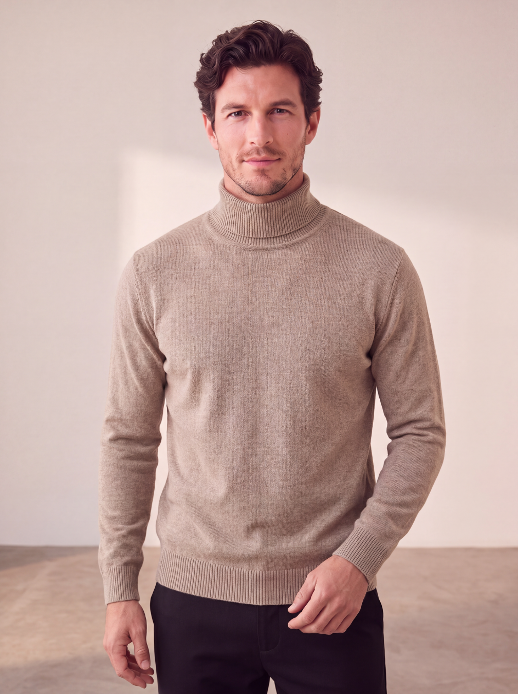 Maglione a Collo Alto da Uomo con Maniche Lunghe