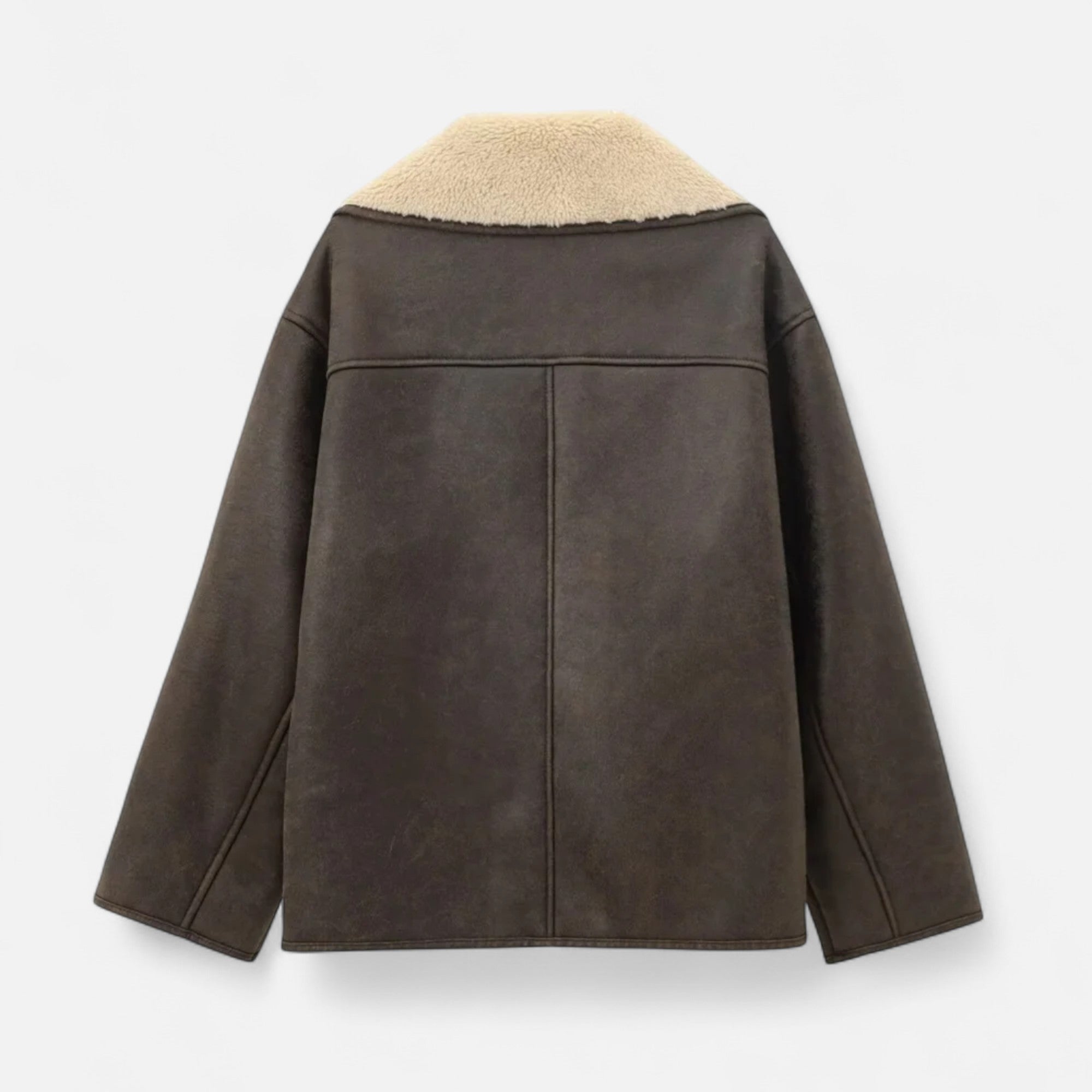 Giacca Donna Effetto Pelle con Colletto in Shearling e Tasche