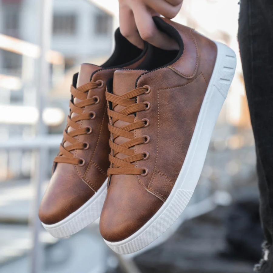 Sneakers da Uomo in Pelle con Suola Bianca