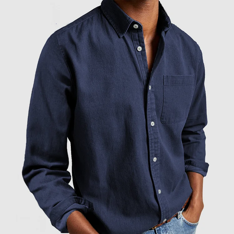 Camicia Casual da Uomo in Lino e Cotone a Maniche Lunghe