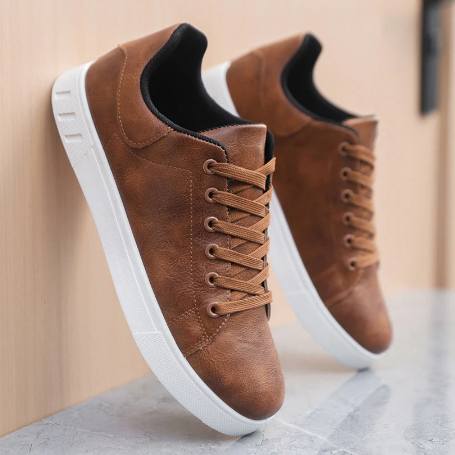 Sneakers da Uomo in Pelle con Suola Bianca