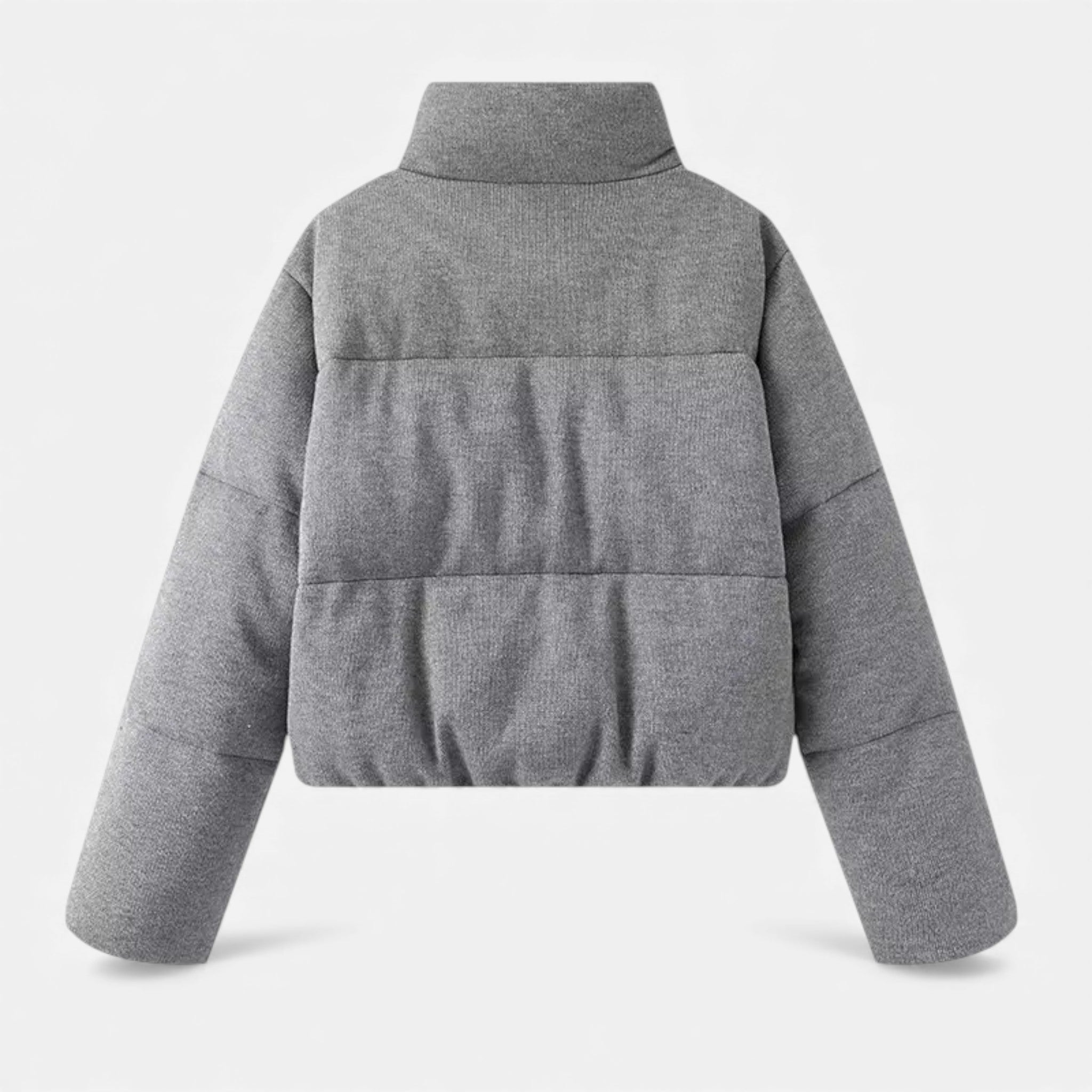 Giacca Puffer Donna Corta con Collo Alto e Chiusura Zip
