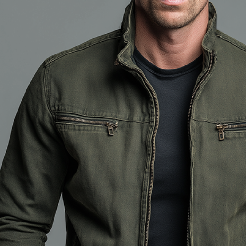 Giacca Casual da Uomo con Zip e Tasche sul Petto