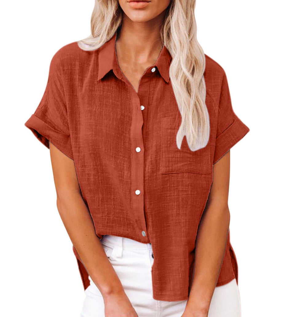 Camicia donna a maniche corte vestibilità morbida