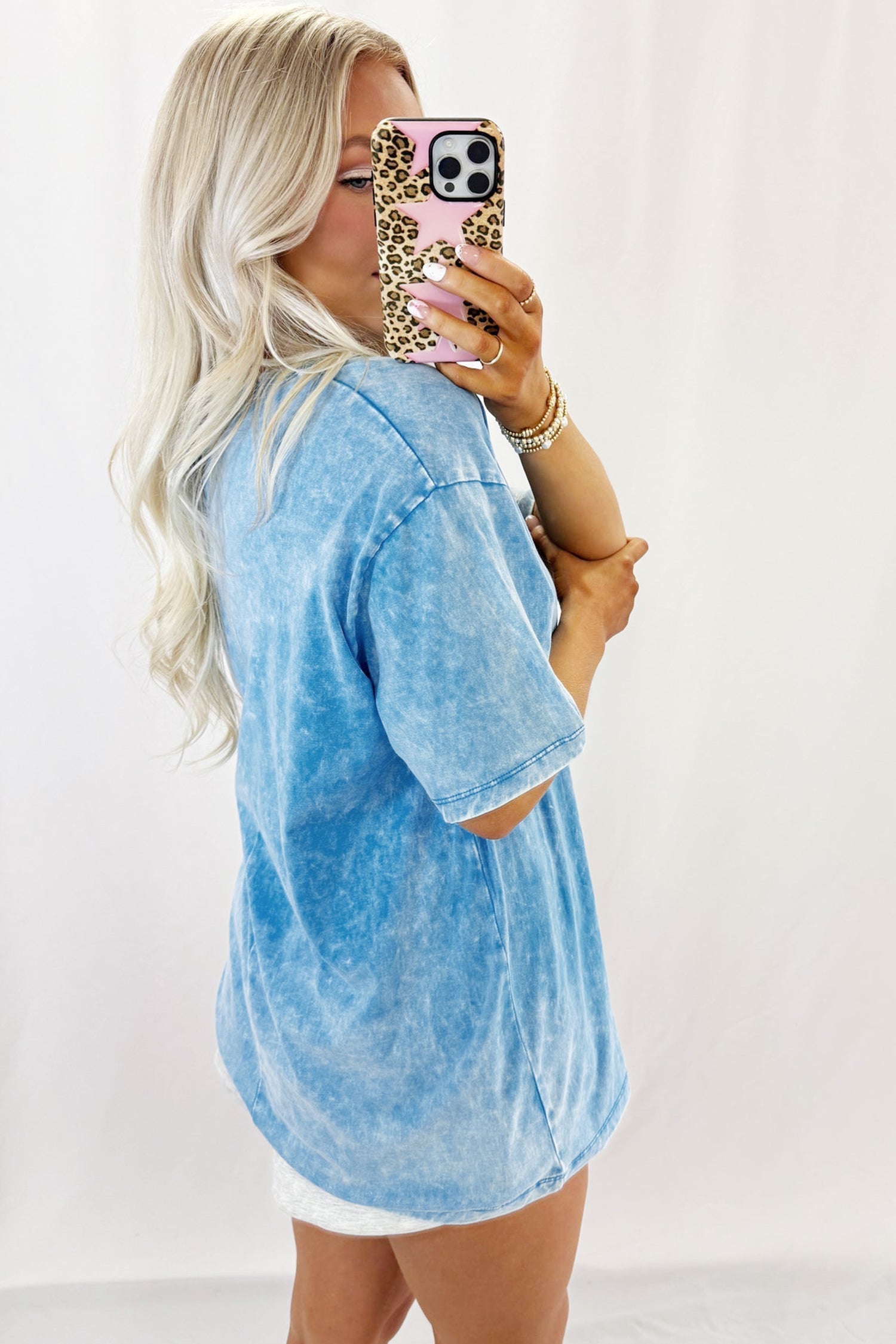T-shirt Oversize Blu Effetto Lavaggio Minerale