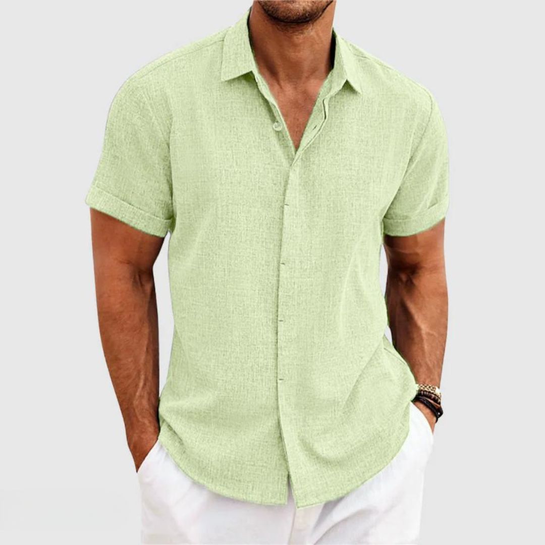 Camicia Casual da Uomo a Maniche Corte in Lino e Cotone