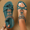 Boho damesandaler med dekorative perler og elastisk rem