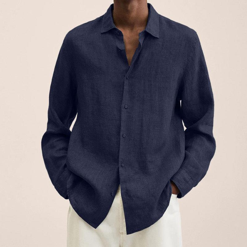 Camisa de lino de manga larga para hombre