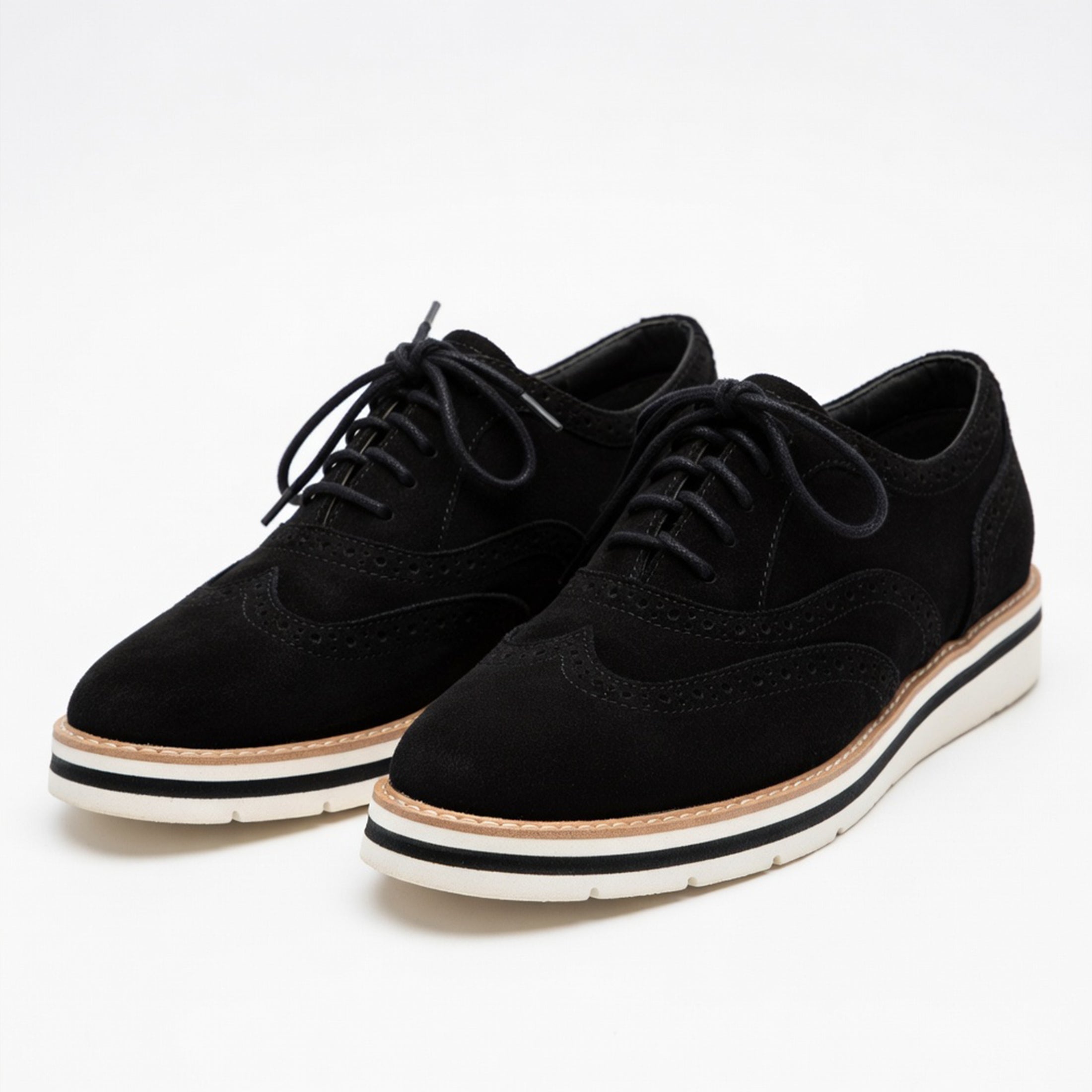 Sapatos Oxford de Senhora com Atacadores e Sola Elevada