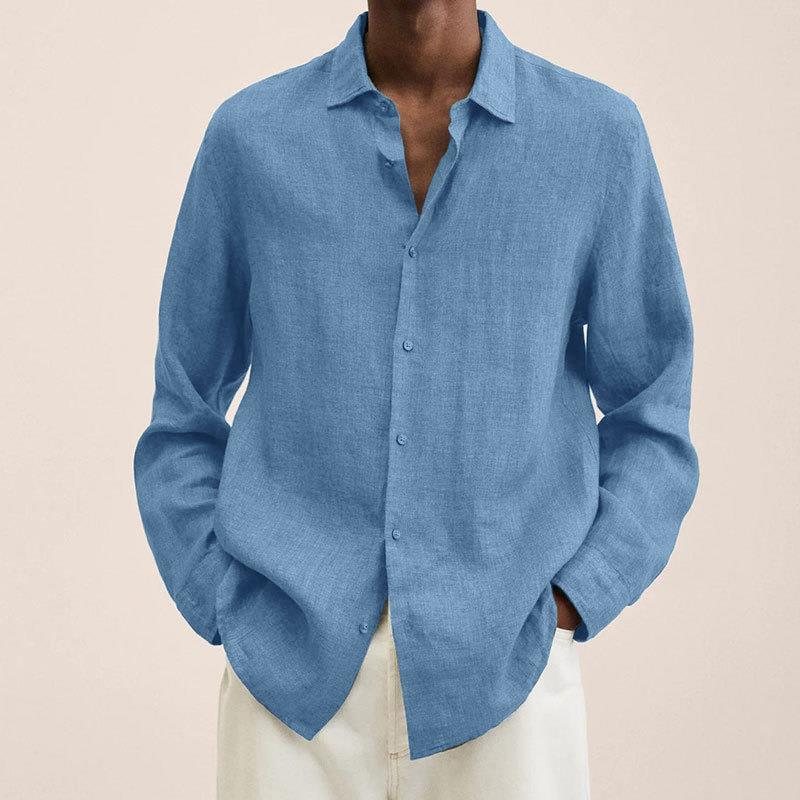 Camisa de lino de manga larga para hombre