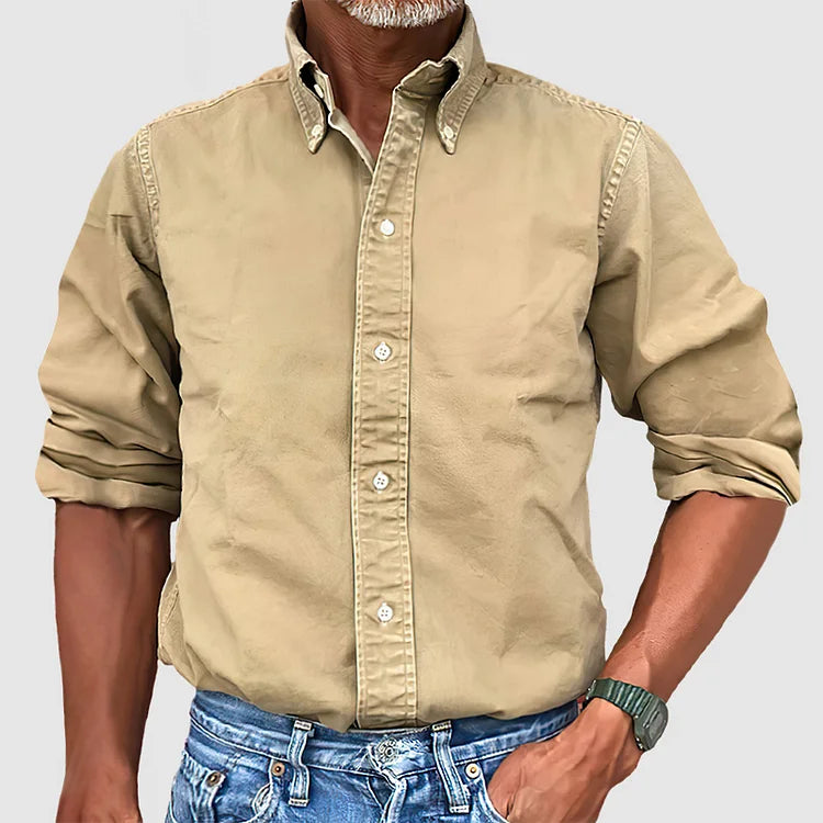 Camicia Oxford da Uomo a Maniche Lunghe con Colletto Button-Down