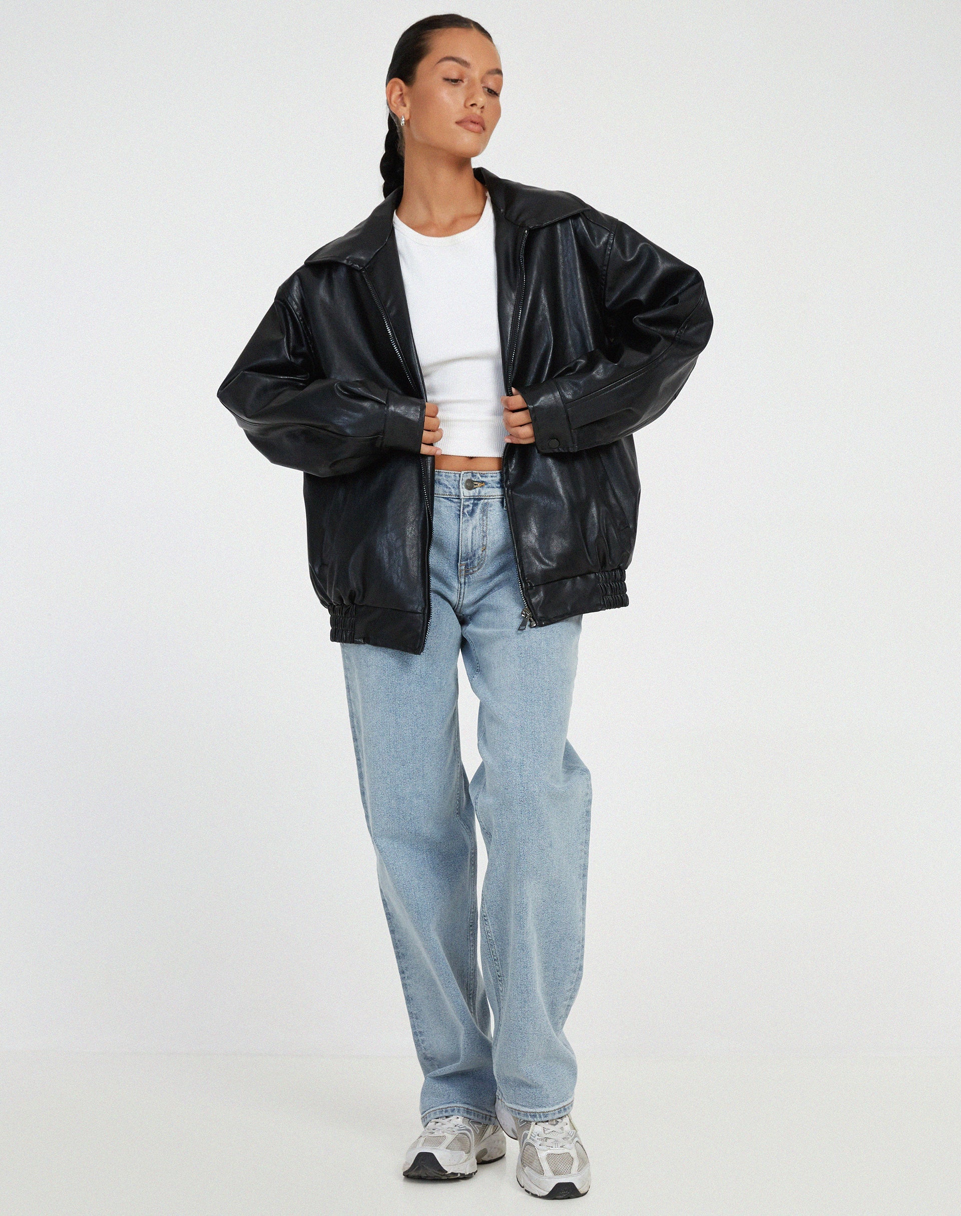 Giacca oversize da donna effetto pelle
