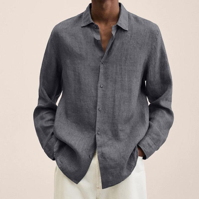 Camisa de lino de manga larga para hombre