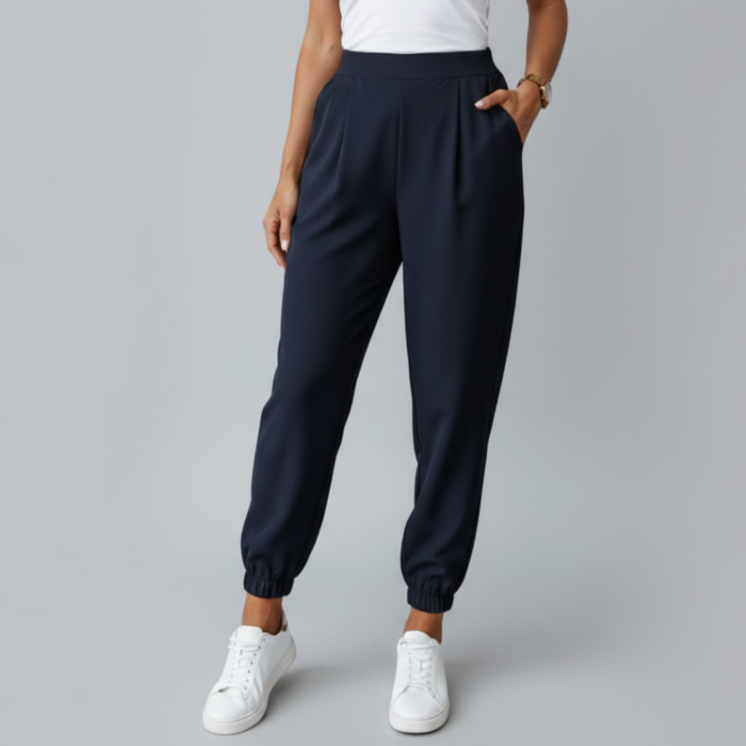 Pantaloni Eleganti Donna Vita Alta e Fondo Elastico