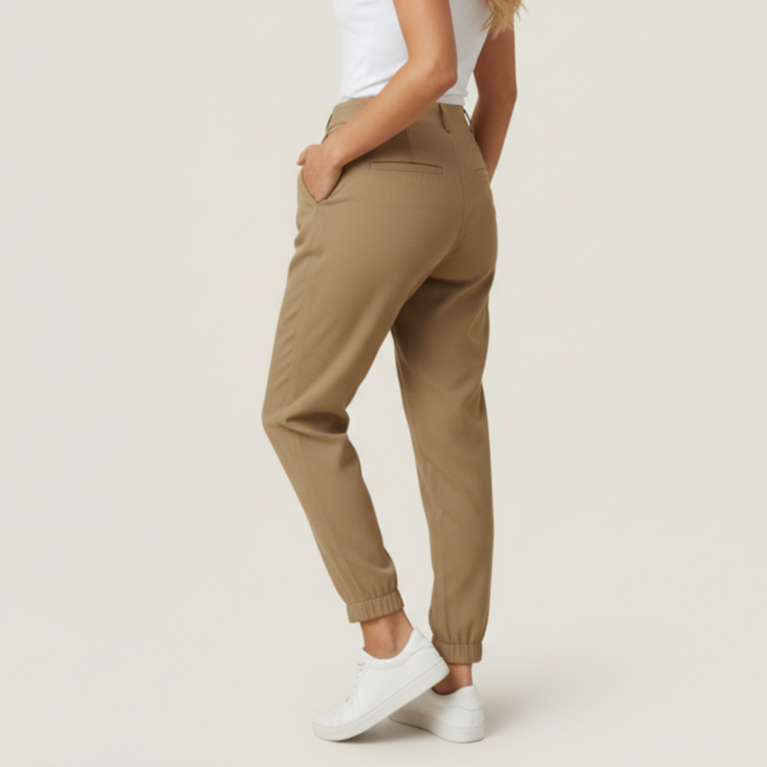 Pantaloni Eleganti Donna Vita Alta e Fondo Elastico