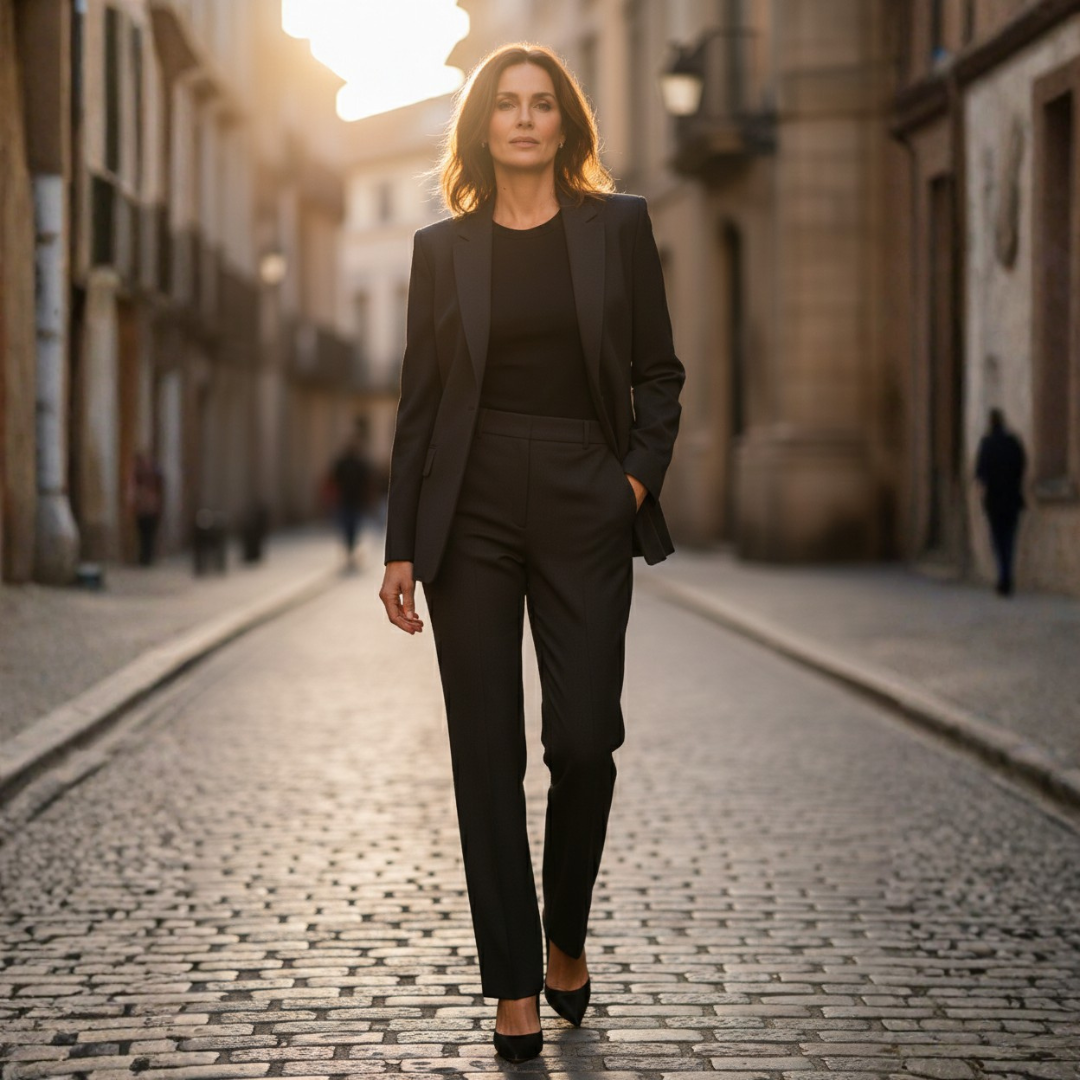 Alba | Completo Blazer Donna Aderente Pantalone Dritto Bottoni