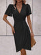Vestido envelope feminino - Elegante vestido transpassado com decote V e modelagem ajustável para todas as ocasiões