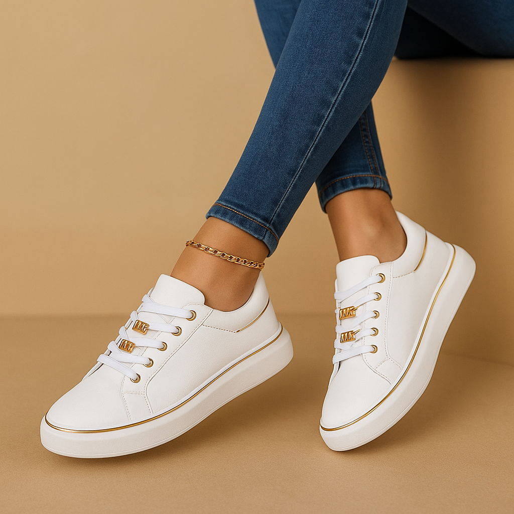 Sneakers da Donna con Dettagli Metallizzati e Suola Bassa