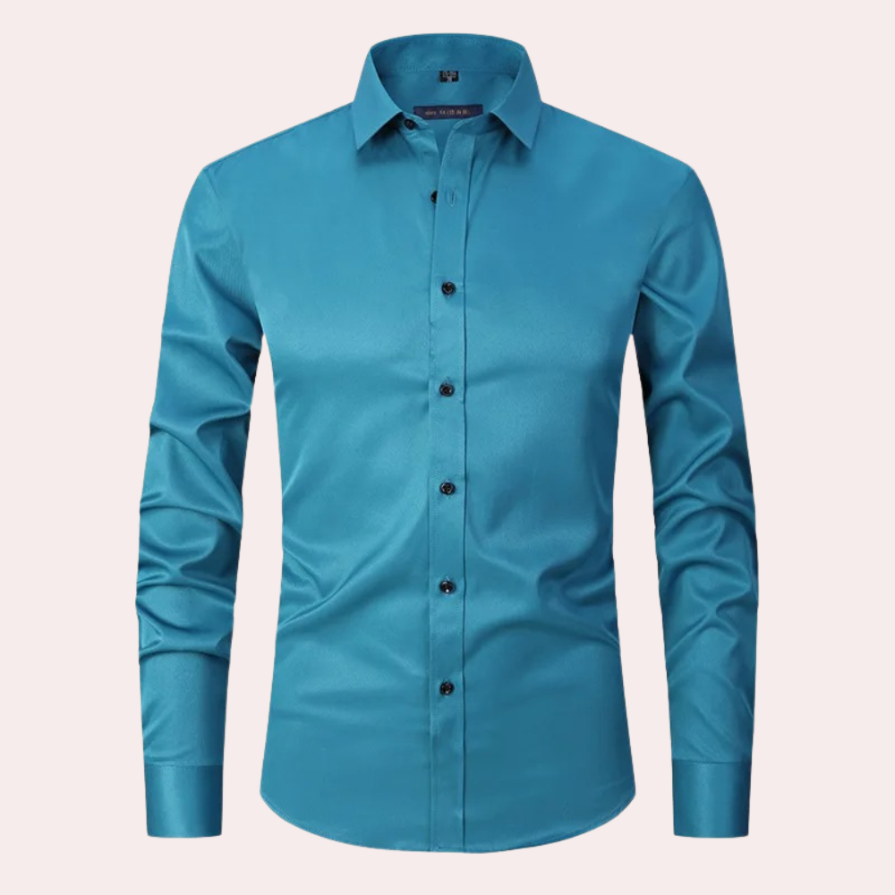 Camicia Uomo a Maniche Lunghe Slim Fit in Cotone Elasticizzato