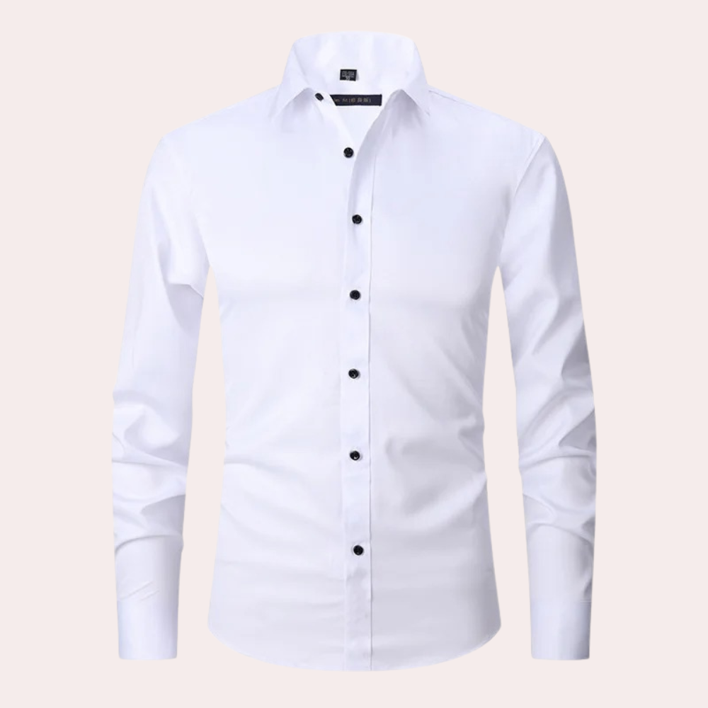Camicia Uomo a Maniche Lunghe Slim Fit in Cotone Elasticizzato