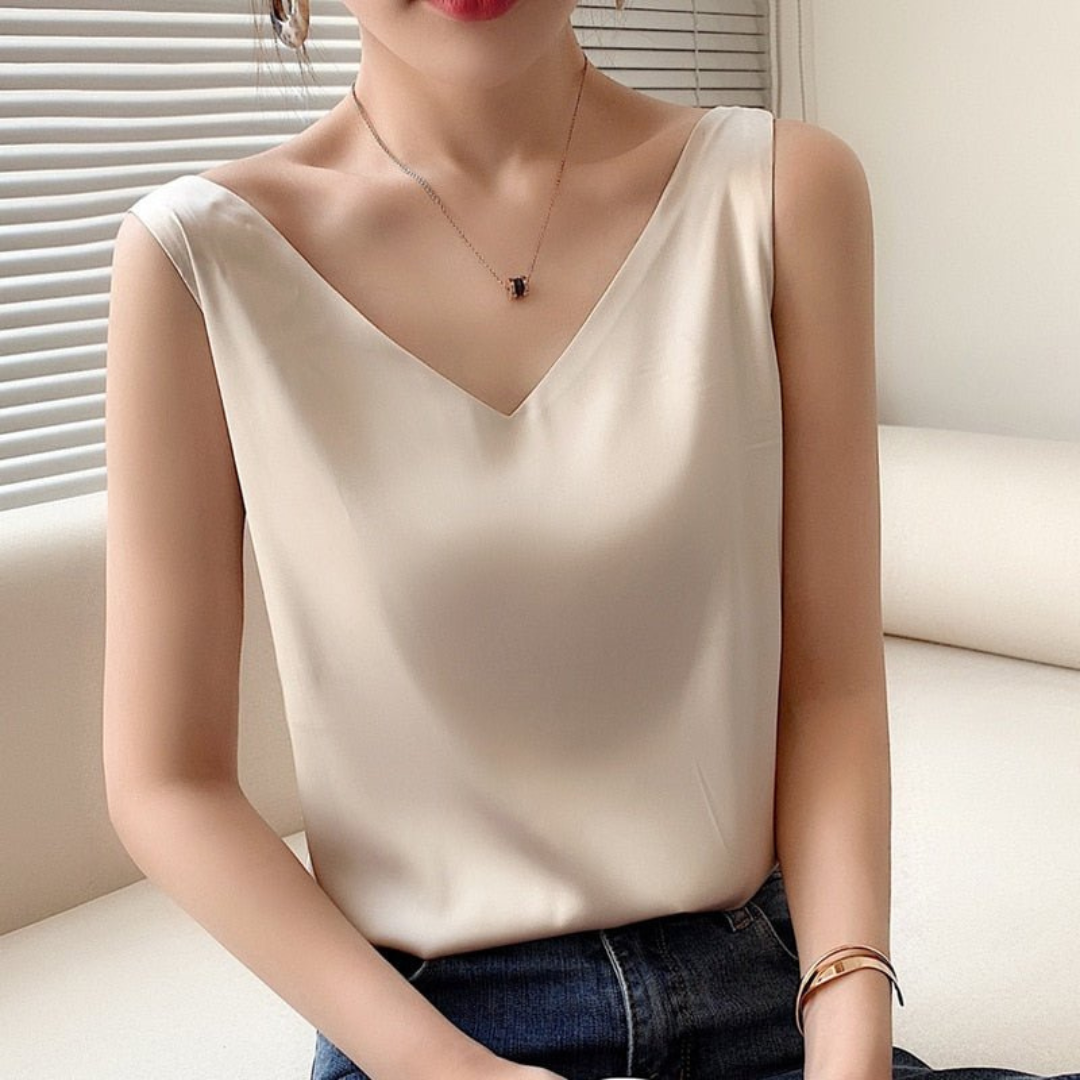 Camila | Women's Draped Sleeveless Top | V-Neck | Soft Fabric