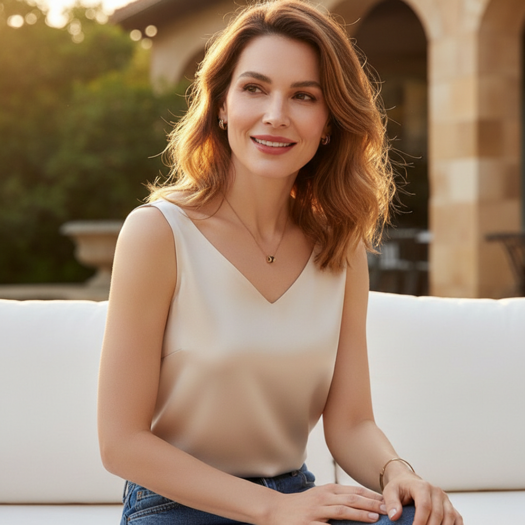 Camila | Women's Draped Sleeveless Top | V-Neck | Soft Fabric