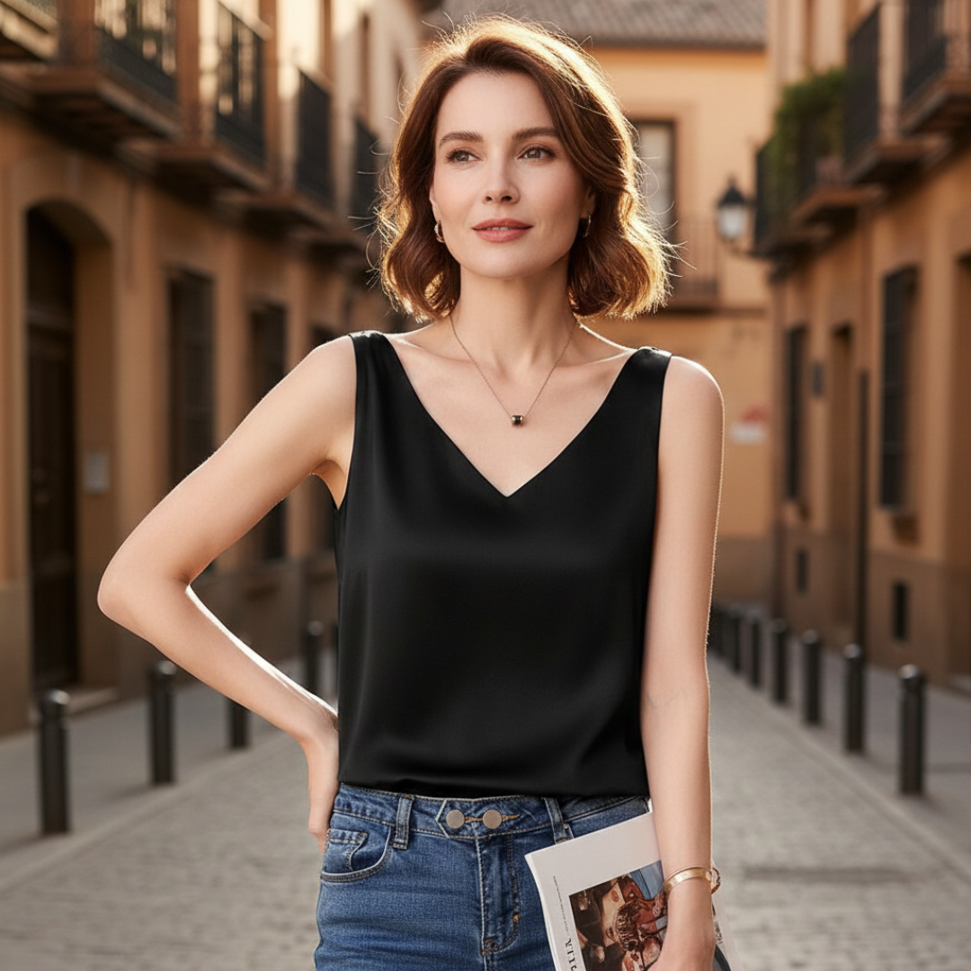 Camila | Women's Draped Sleeveless Top | V-Neck | Soft Fabric