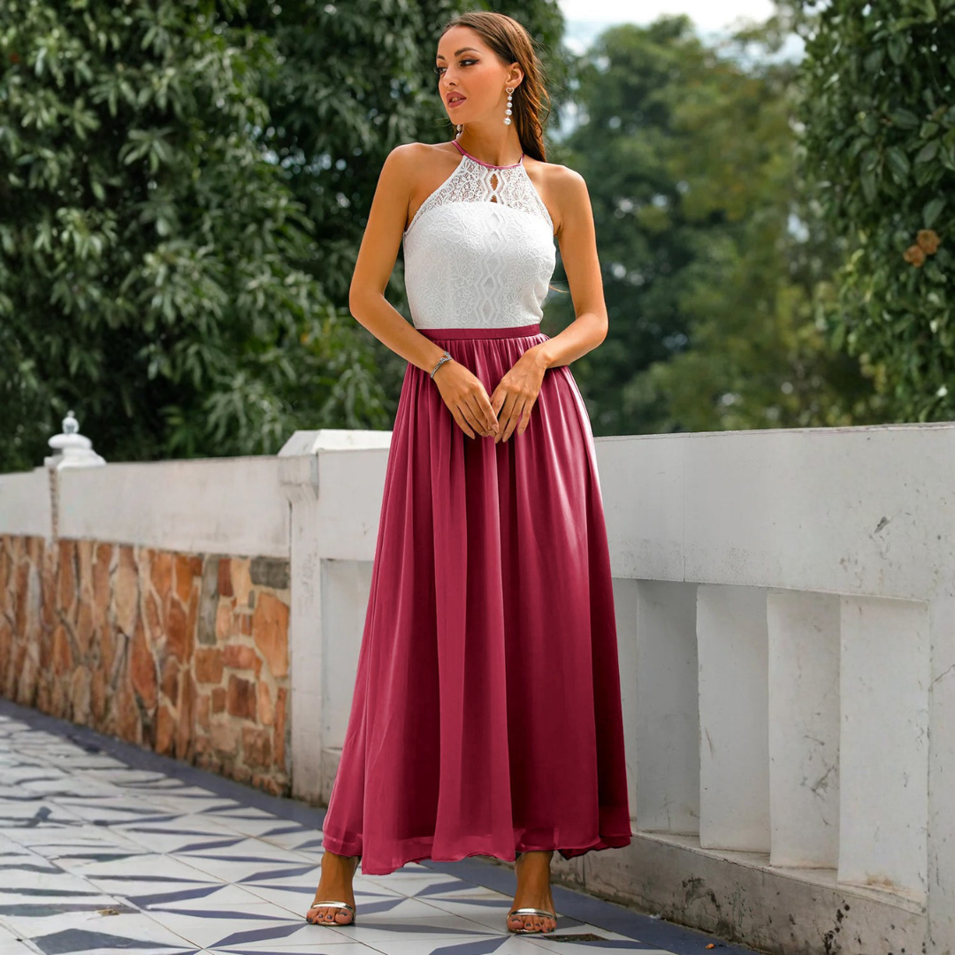 Celia | Gonna Lunga da Invitata al Matrimonio Fluida Donna Vita Alta