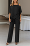 Completo Donna Elegante Due Pezzi con Blusa Asimmetrica e Pantaloni