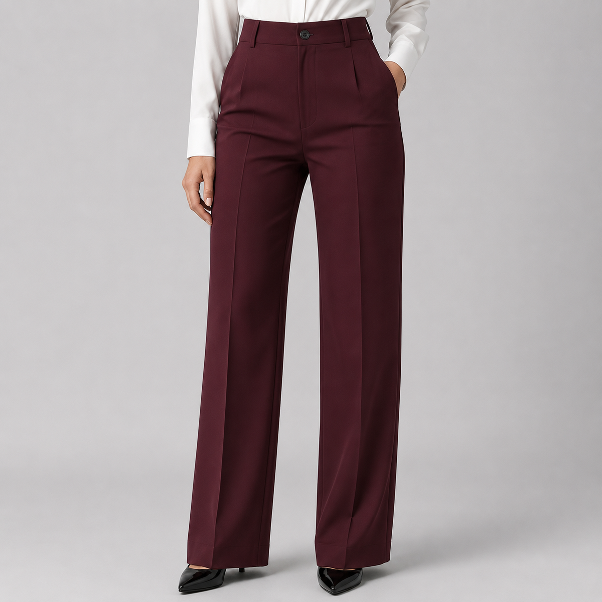 Pantaloni Palazzo da Donna a Vita Alta con Gamba Ampia