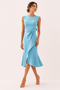 Robe midi élégante pour femme, ajustée avec fente