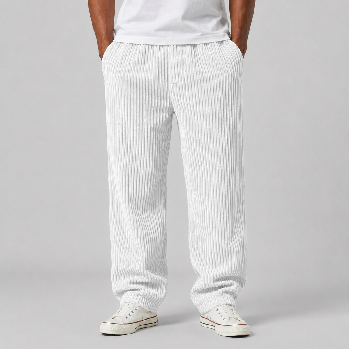 Pantaloni in Velluto a Coste da Uomo con Vestibilità Rilassata