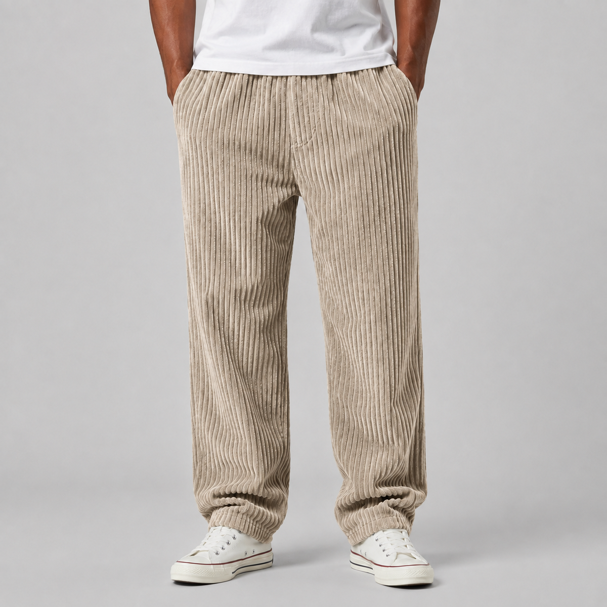 Pantaloni in Velluto a Coste da Uomo con Vestibilità Rilassata