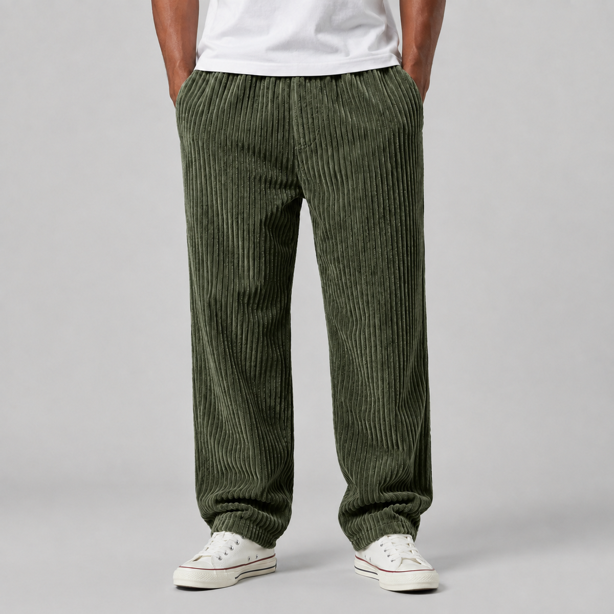 Pantaloni in Velluto a Coste da Uomo con Vestibilità Rilassata
