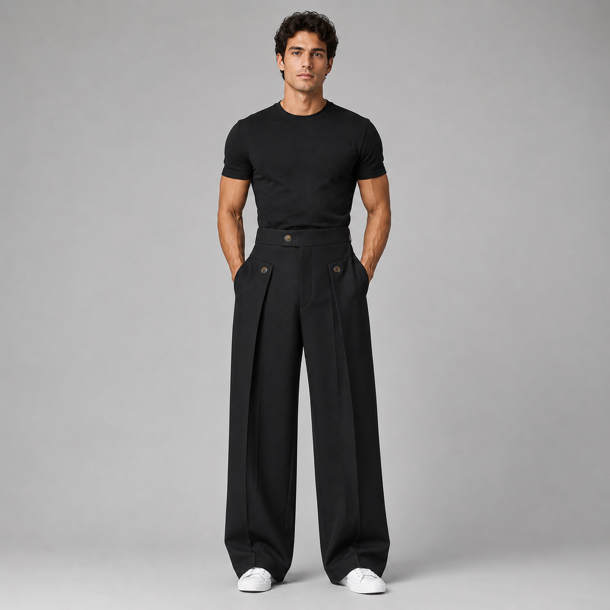 Pantaloni Palazzo da Uomo con Pieghe