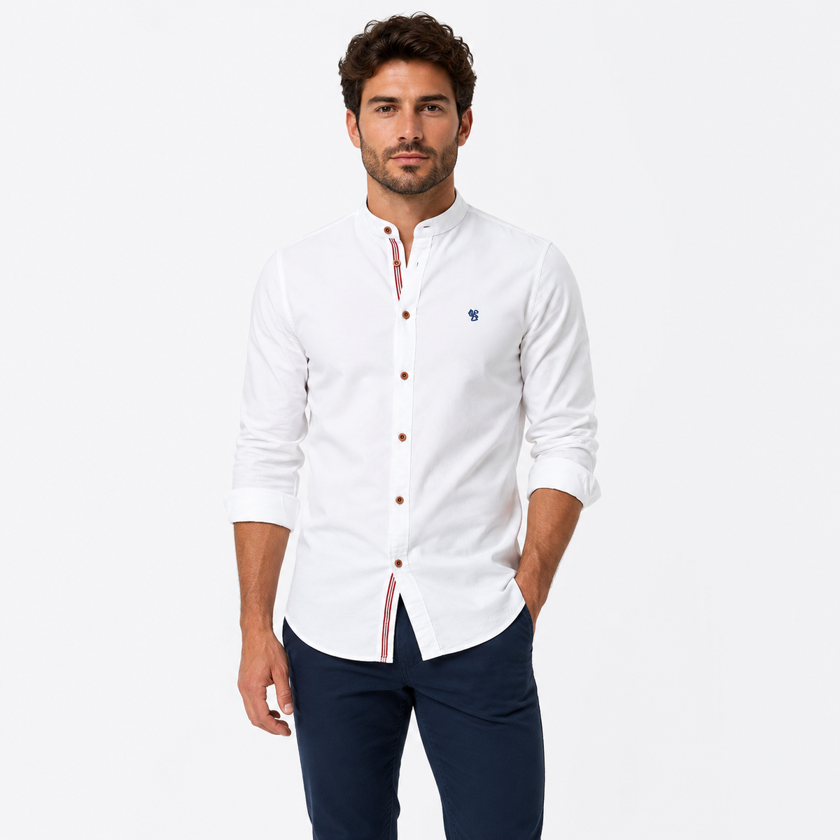 Camicia Coreana da Uomo a Maniche Lunghe
