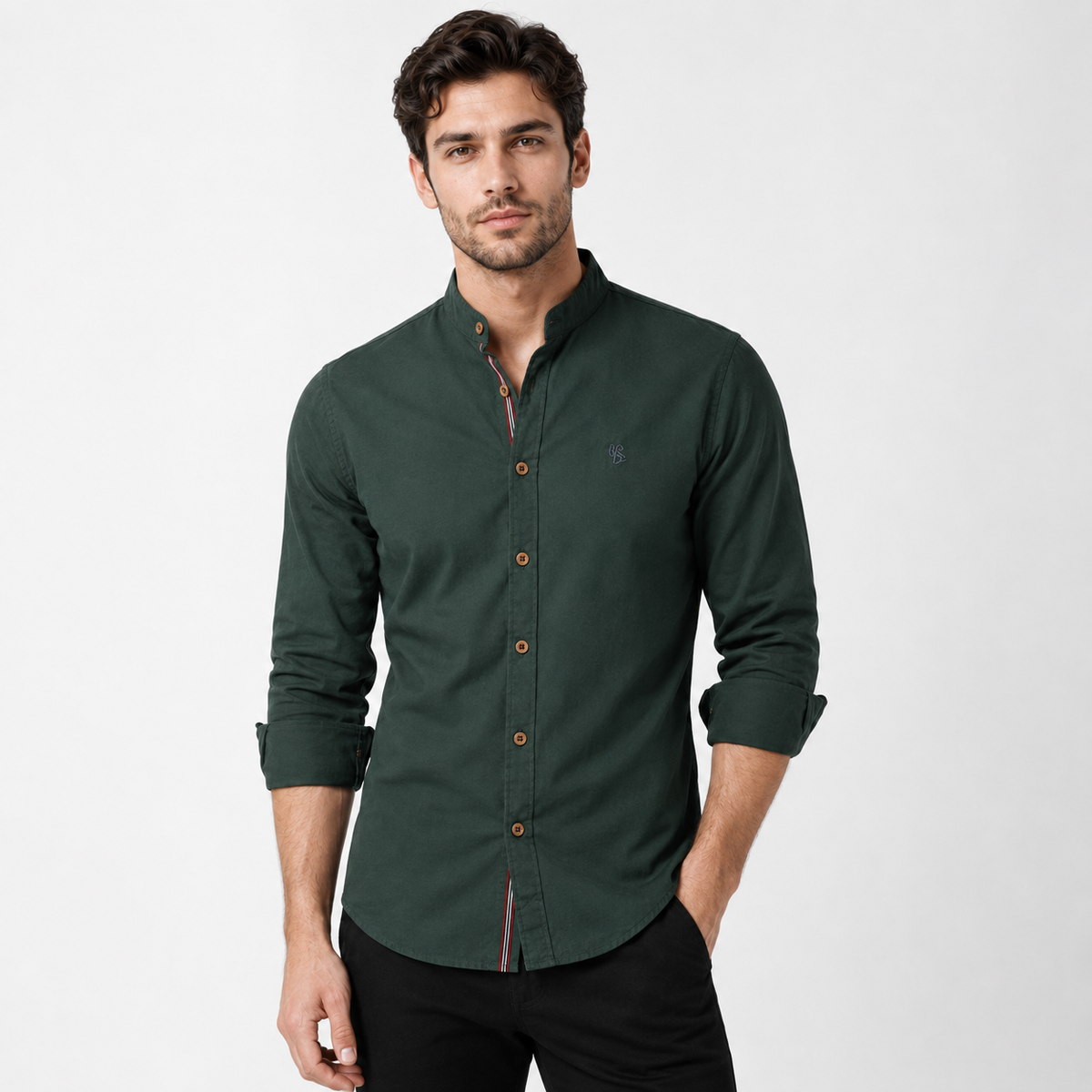 Camicia Coreana da Uomo a Maniche Lunghe