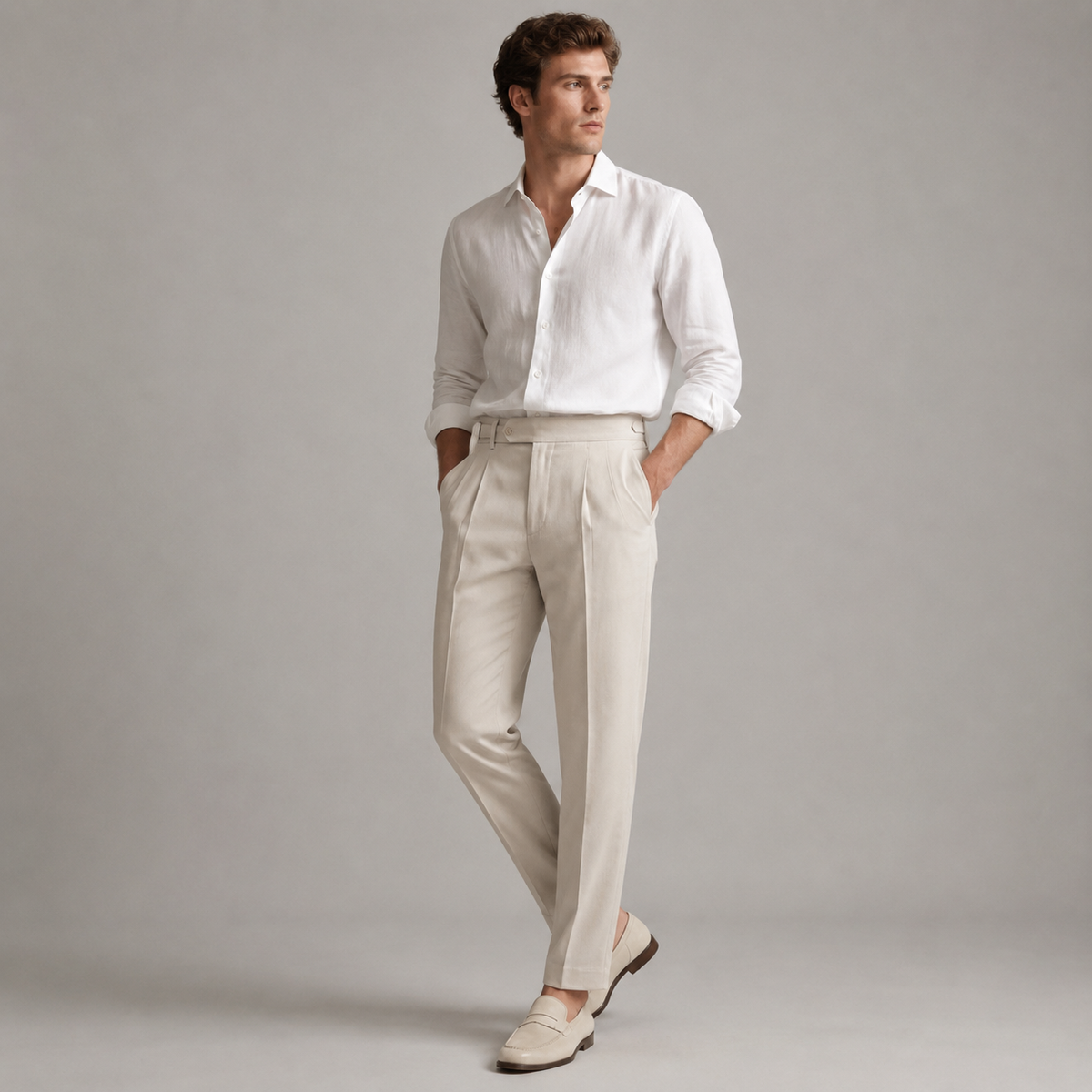Pantaloni Sartoriali da Uomo con Pieghe